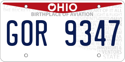 OH license plate GOR9347