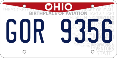 OH license plate GOR9356