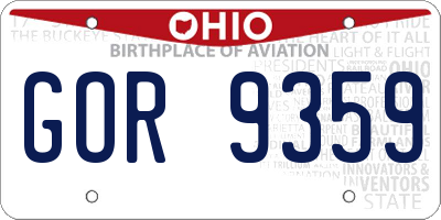 OH license plate GOR9359