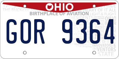 OH license plate GOR9364