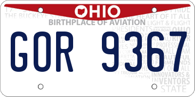 OH license plate GOR9367
