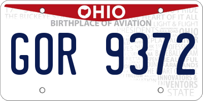 OH license plate GOR9372