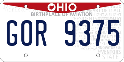 OH license plate GOR9375