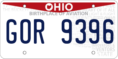 OH license plate GOR9396