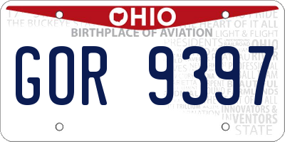 OH license plate GOR9397