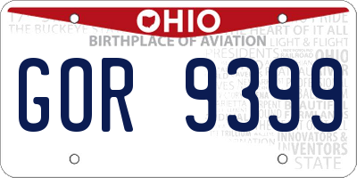 OH license plate GOR9399