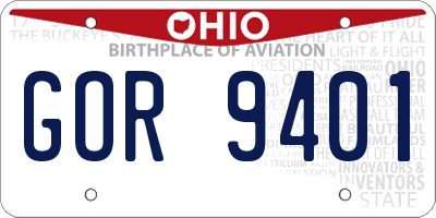 OH license plate GOR9401