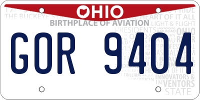 OH license plate GOR9404