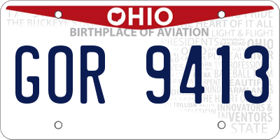 OH license plate GOR9413