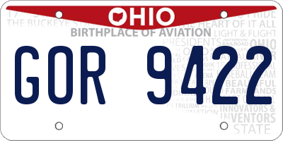 OH license plate GOR9422