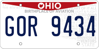 OH license plate GOR9434