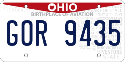 OH license plate GOR9435