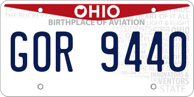 OH license plate GOR9440