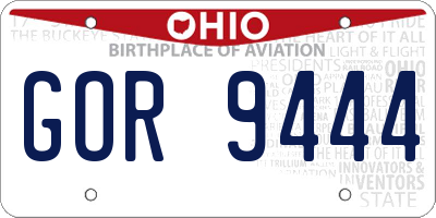 OH license plate GOR9444