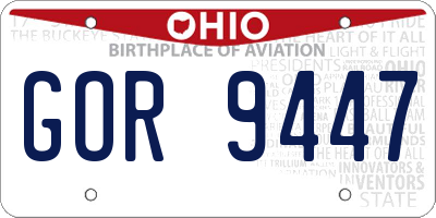 OH license plate GOR9447