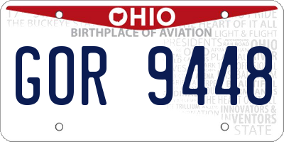 OH license plate GOR9448