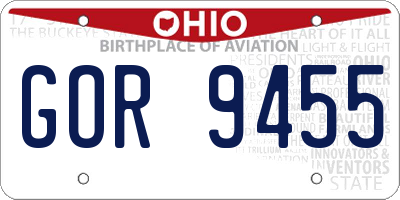 OH license plate GOR9455