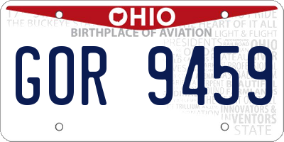 OH license plate GOR9459