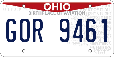 OH license plate GOR9461