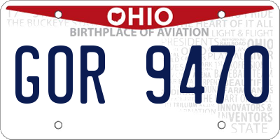 OH license plate GOR9470