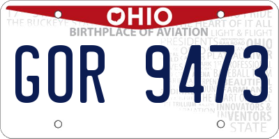 OH license plate GOR9473