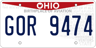 OH license plate GOR9474