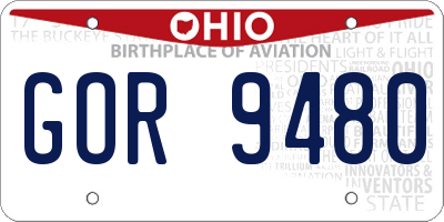 OH license plate GOR9480