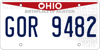 OH license plate GOR9482