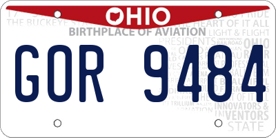 OH license plate GOR9484