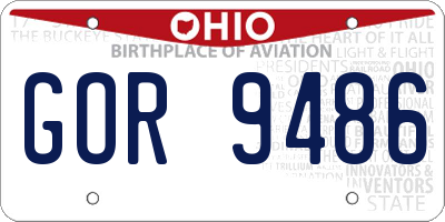 OH license plate GOR9486