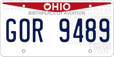 OH license plate GOR9489