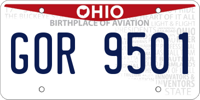 OH license plate GOR9501