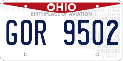 OH license plate GOR9502