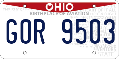 OH license plate GOR9503