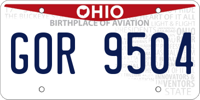 OH license plate GOR9504
