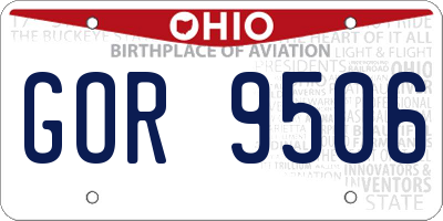 OH license plate GOR9506