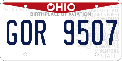 OH license plate GOR9507