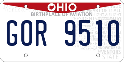 OH license plate GOR9510