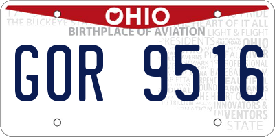 OH license plate GOR9516