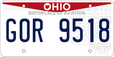 OH license plate GOR9518