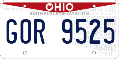 OH license plate GOR9525