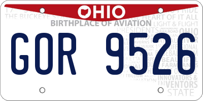 OH license plate GOR9526