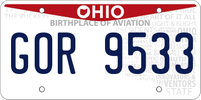 OH license plate GOR9533