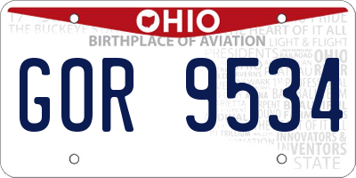 OH license plate GOR9534
