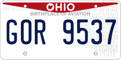 OH license plate GOR9537