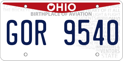OH license plate GOR9540