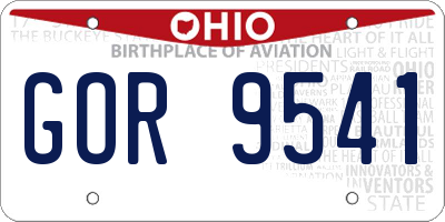 OH license plate GOR9541