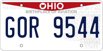 OH license plate GOR9544