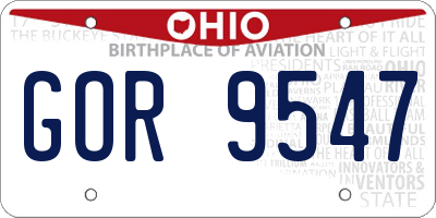 OH license plate GOR9547