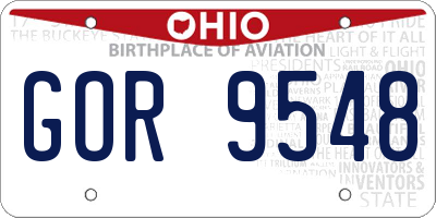 OH license plate GOR9548